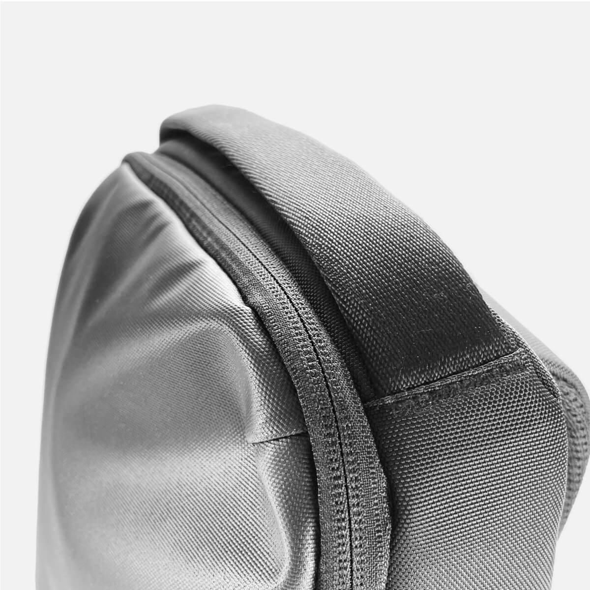 Backpack matte black color top handle view